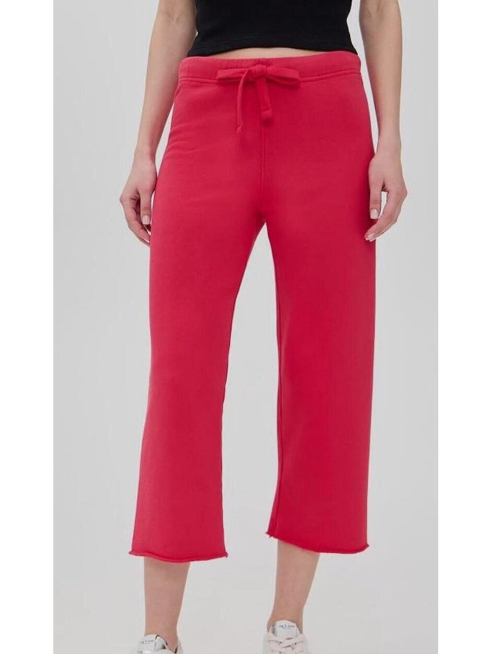 Tee Lab Frank & Eileen lab607 CROPPED SWEATPANT RAW HEM sz XS in‎ Red/cranberry